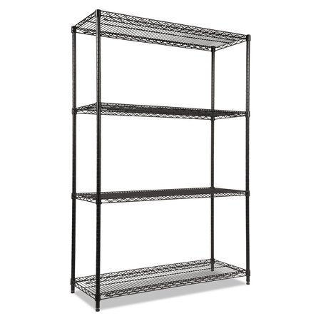 ALERA Wire Shelving Unit, 18"D x 48"W x 72"H, 4 Shelves, Black, Shelving Style: Open ALESW504818BL
